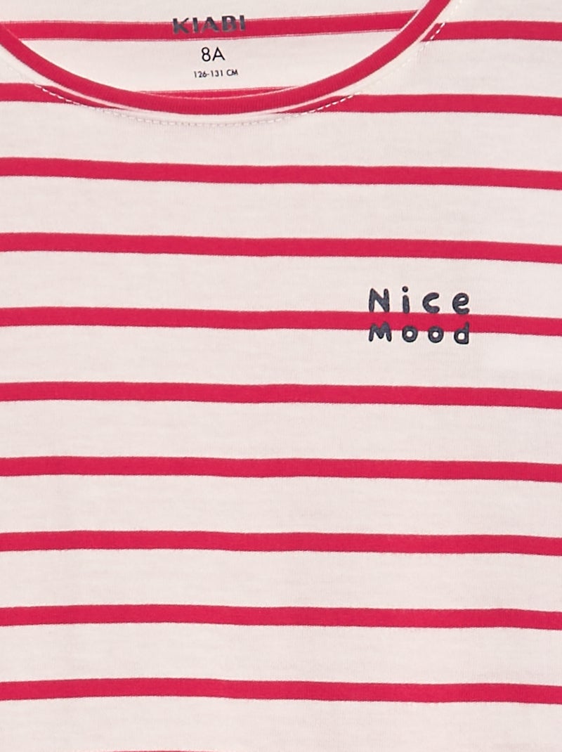 T-shirt em algodão de manga comprida ROSA - Kiabi