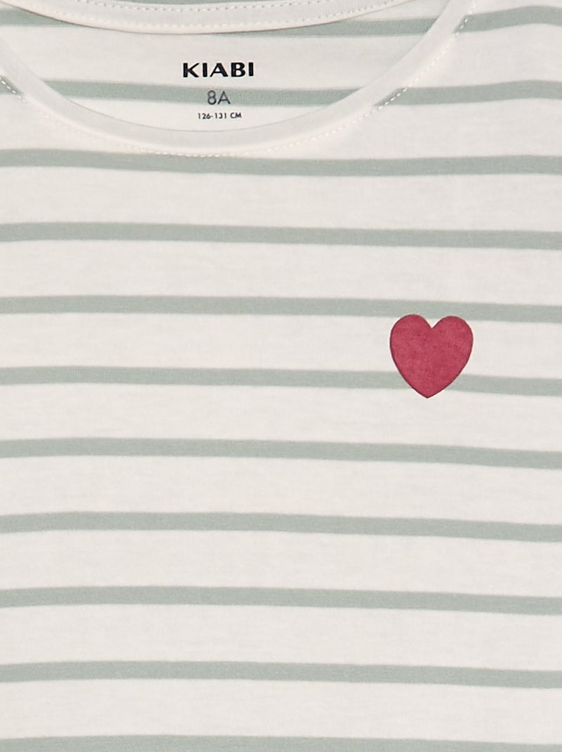 T-shirt em algodão de manga comprida VERDE - Kiabi