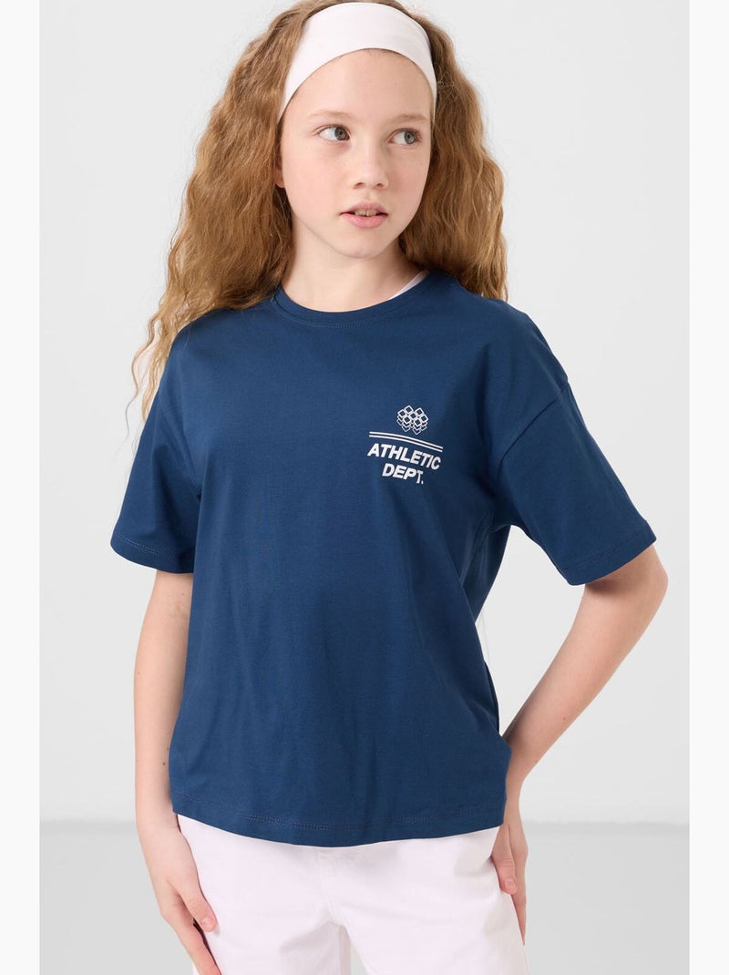 T-shirt em algodão e elastano tommy Azul-marinho - Kiabi