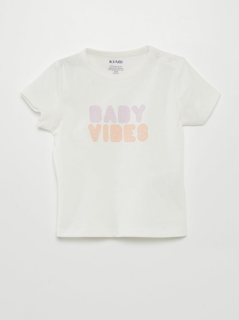 T-shirt em algodão estampada BRANCO - Kiabi
