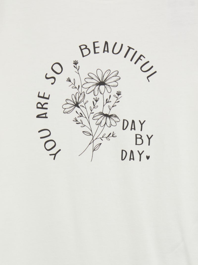 T-shirt em algodão estampada BRANCO - Kiabi