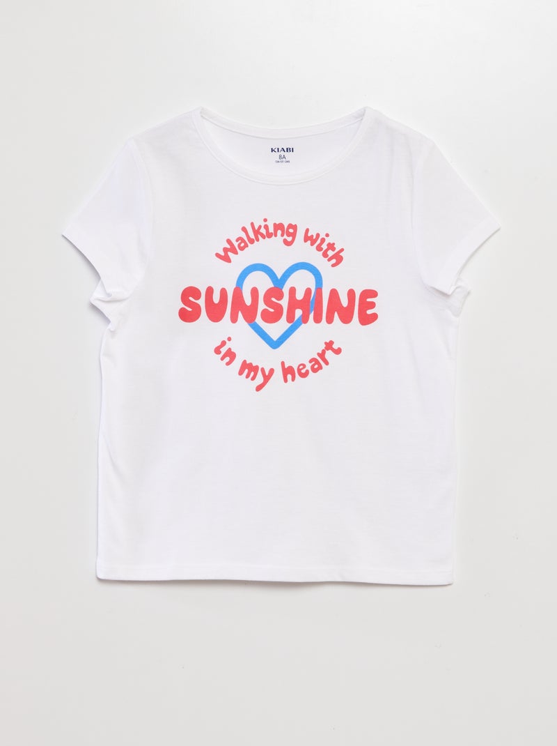 T-shirt em algodão estampada BRANCO - Kiabi