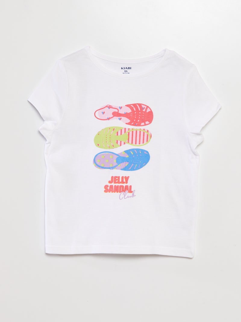 T-shirt em algodão estampada BRANCO - Kiabi