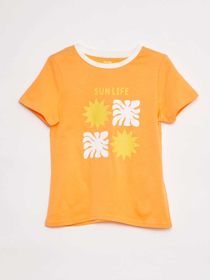 T-shirt em algodão estampada BRANCO - Kiabi