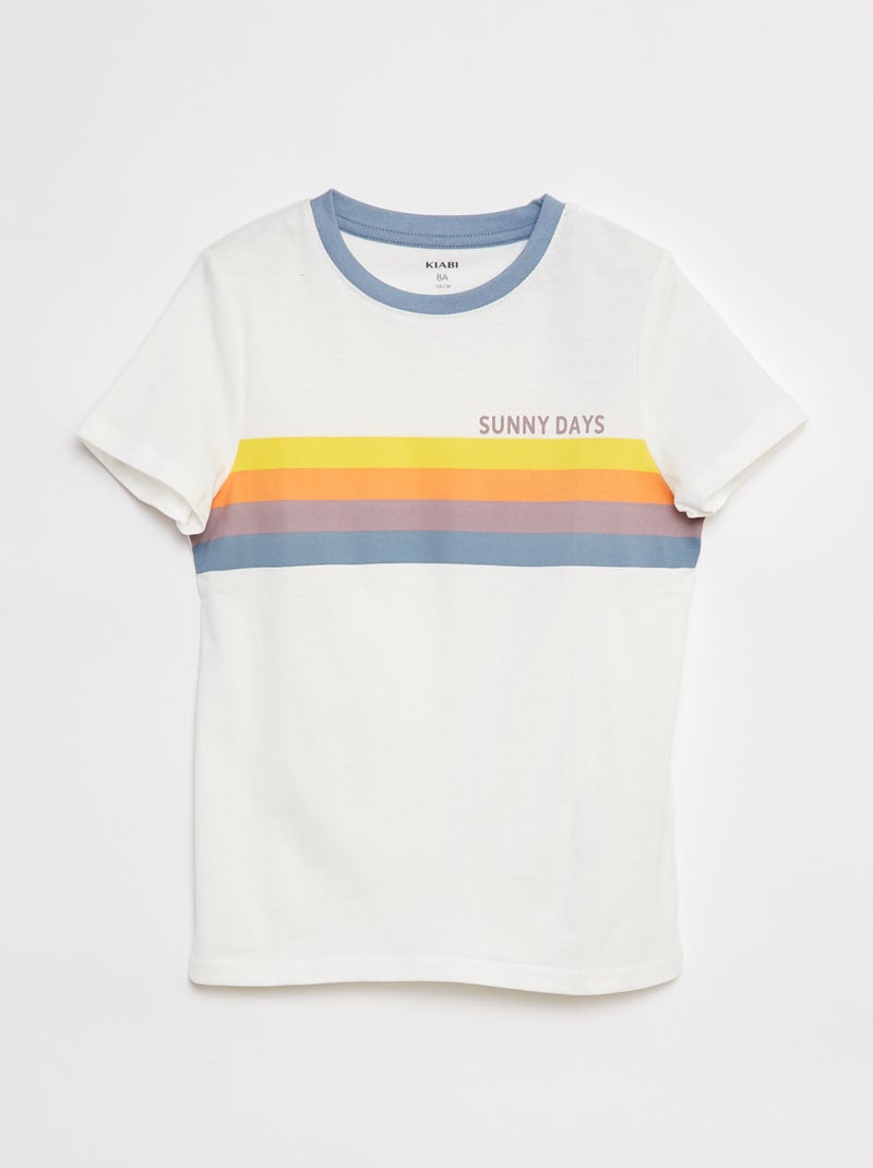 T-shirt em algodão estampada BRANCO - Kiabi