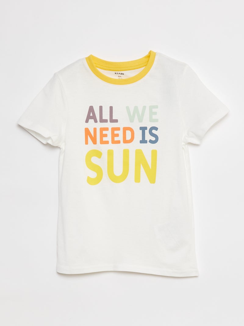 T-shirt em algodão estampada BRANCO - Kiabi