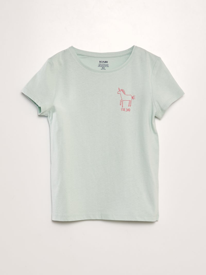 T-shirt em algodão estampada VERDE - Kiabi