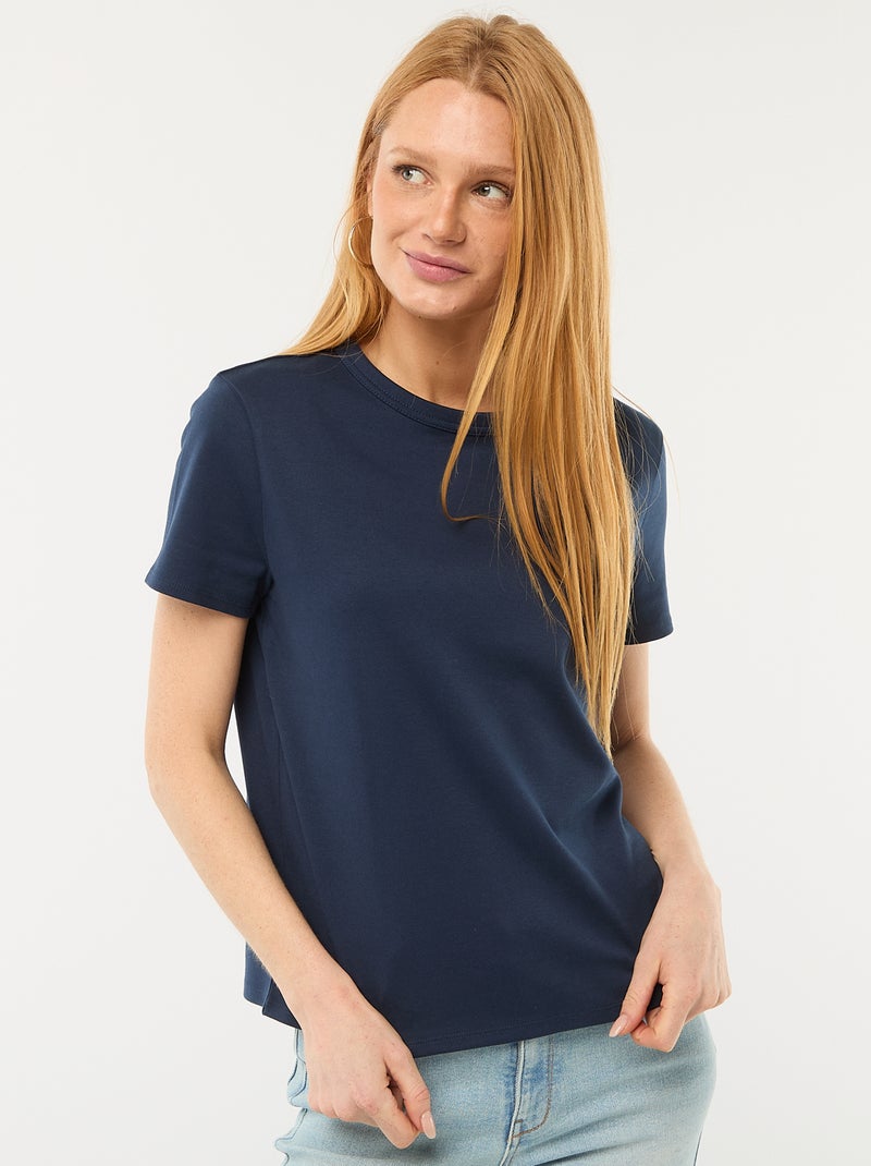 T-shirt em algodão grosso Azul - Kiabi