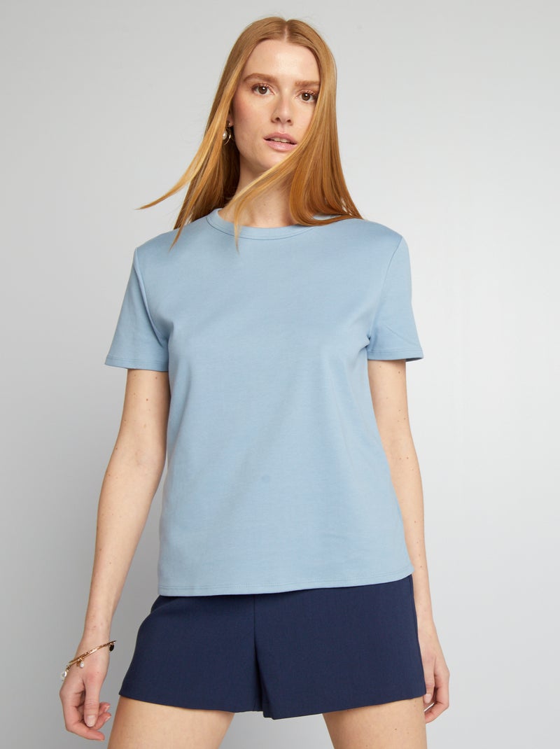 T-shirt em algodão grosso AZUL - Kiabi