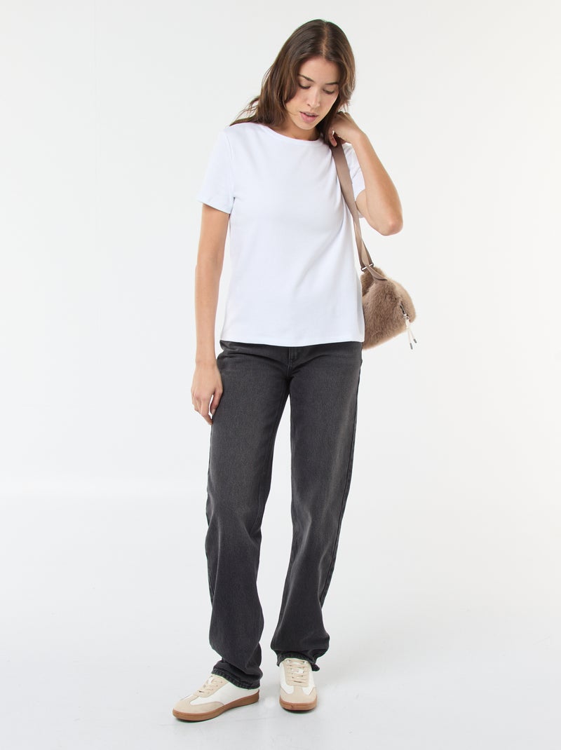 T-shirt em algodão grosso Branco - Kiabi