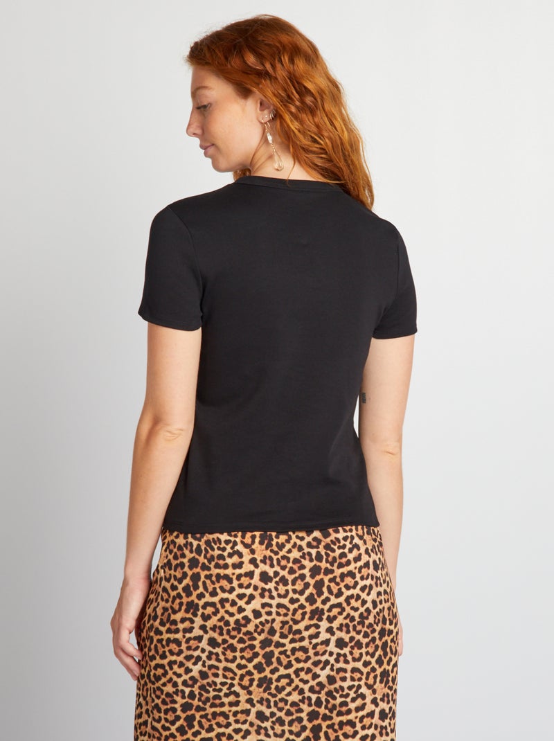 T-shirt em algodão grosso Preto - Kiabi