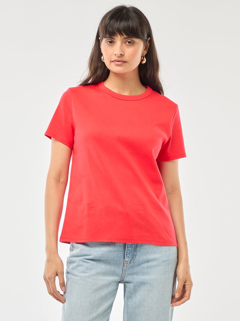 T-shirt em algodão grosso Vermelho - Kiabi