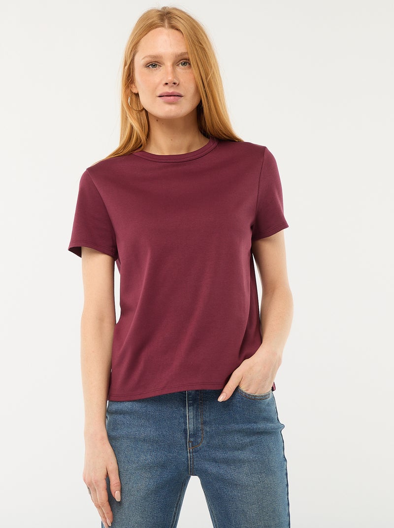 T-shirt em algodão grosso Violeta - Kiabi