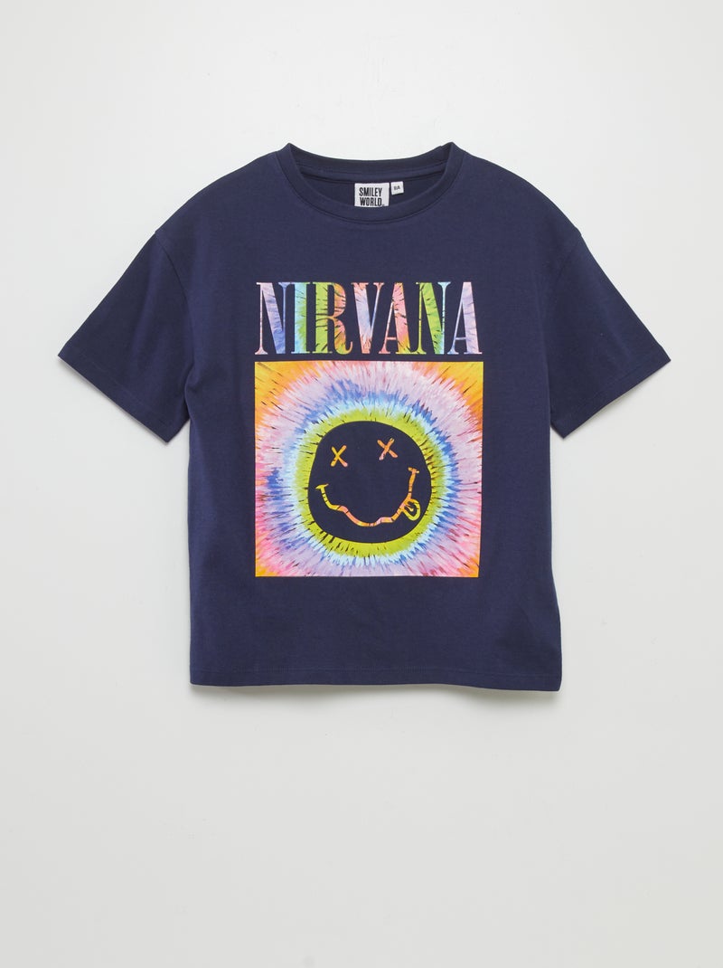 T-shirt em algodão 'Nirvana' AZUL - Kiabi