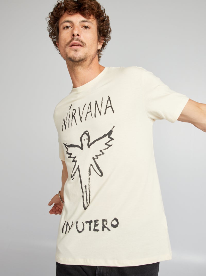 T-shirt em algodão 'Nirvana' bege - Kiabi