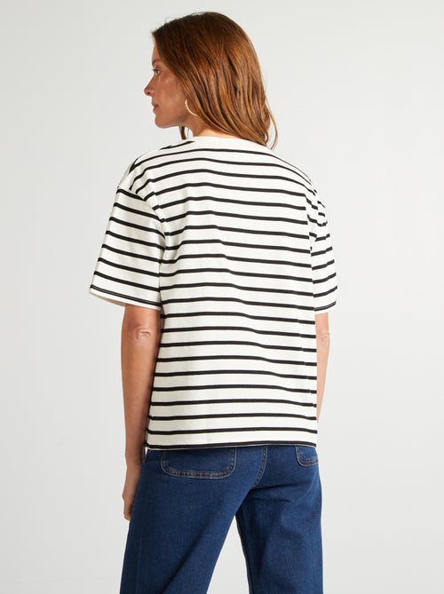 T-shirt em algodão para mulher com gola redonda e mangas curtas - Kiabi