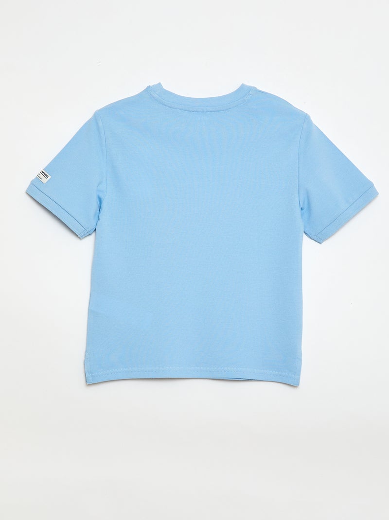 T-shirt em algodão piqué de manga curta Azul - Kiabi