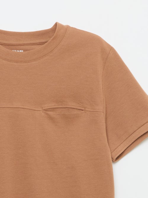 T-shirt em algodão piqué de manga curta - Kiabi