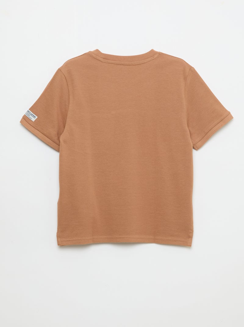 T-shirt em algodão piqué de manga curta Castanho - Kiabi