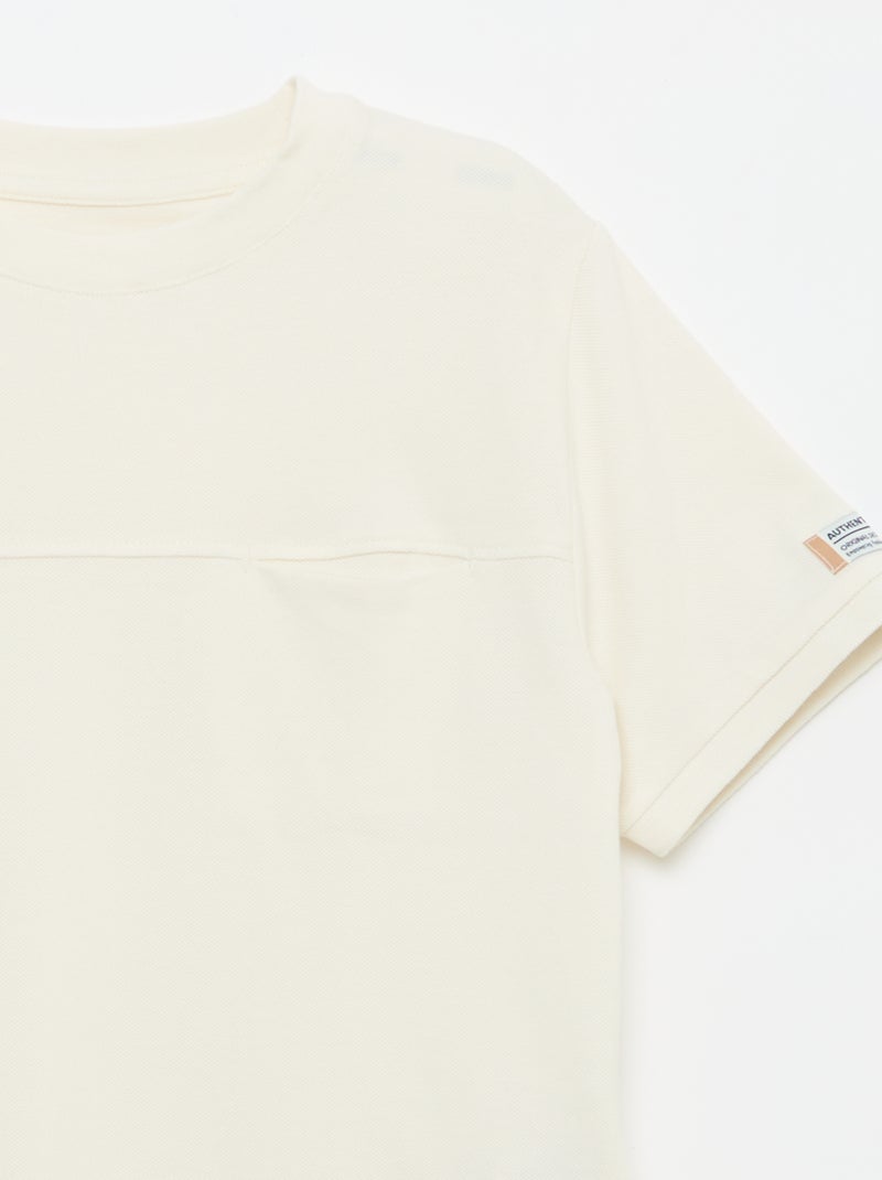 T-shirt em algodão piqué de manga curta Cru - Kiabi