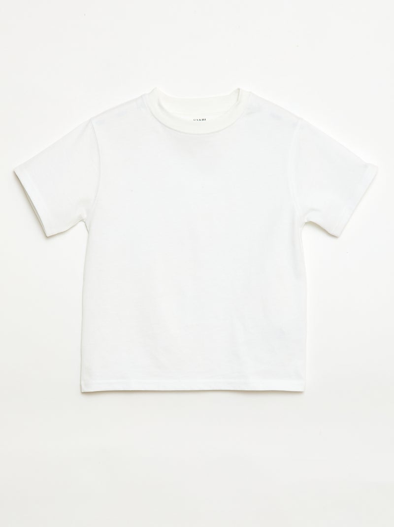 T-shirt em algodão premium Branco - Kiabi