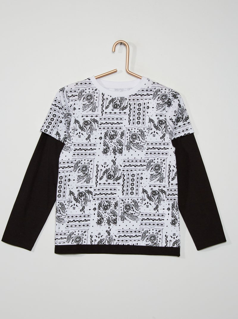 T-shirt em algodão PRETO - Kiabi