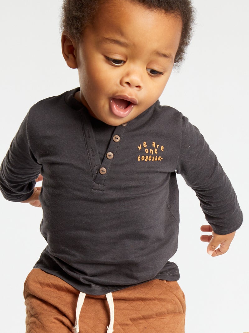 T-shirt em algodão PRETO - Kiabi