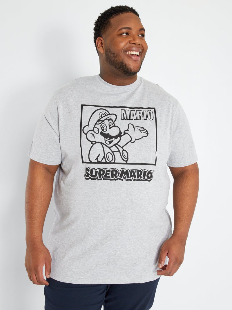 T-shirt em algodão 'Super Mário' Cinza Mesclado - Kiabi