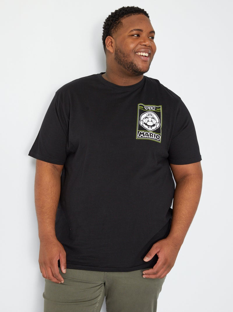 T-shirt em algodão 'Super Mário' Preto - Kiabi
