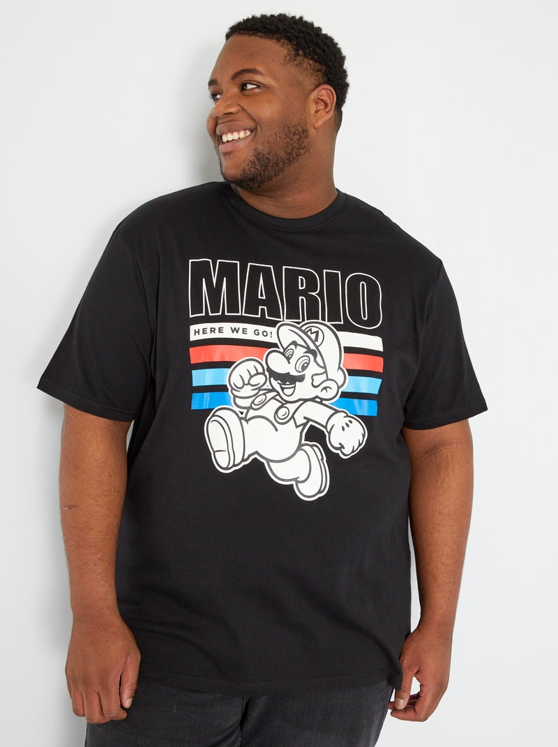 T-shirt em algodão 'Super Mário' Preto - Kiabi