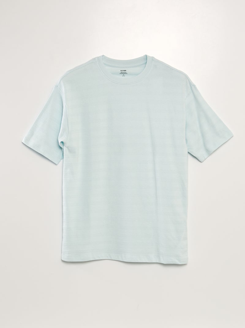 T-shirt em algodão texturada AZUL - Kiabi