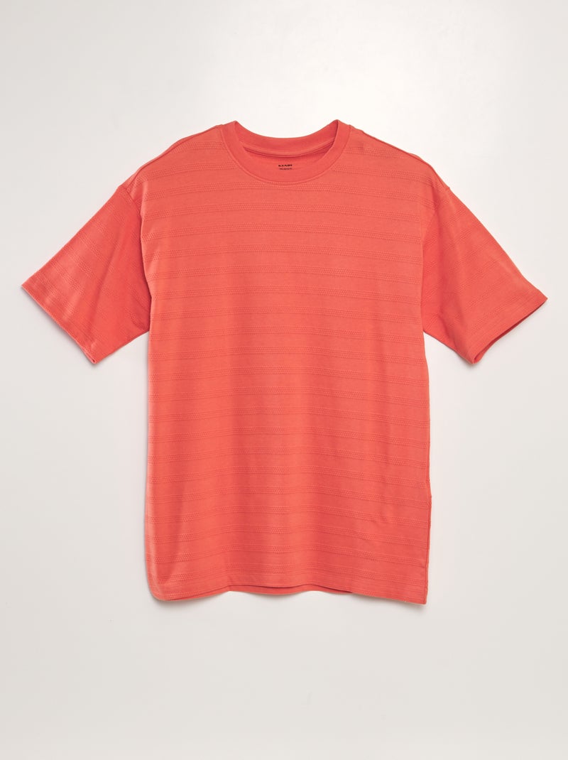 T-shirt em algodão texturada LARANJA - Kiabi