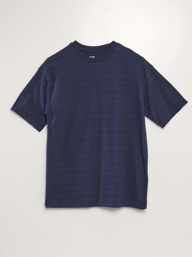 T-shirt em algodão texturada PRETO - Kiabi
