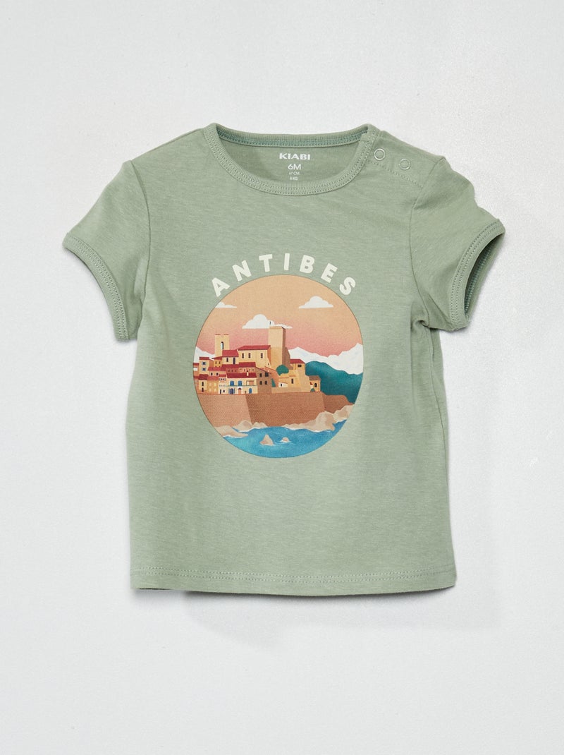 T-shirt em algodão VERDE - Kiabi