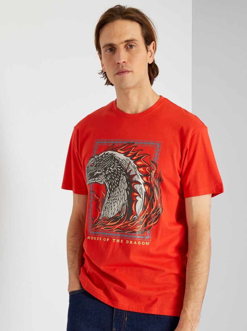 T-shirt em algodão Vermelho - Kiabi