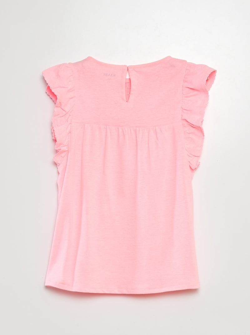 T-shirt em bordado inglês ROSA - Kiabi