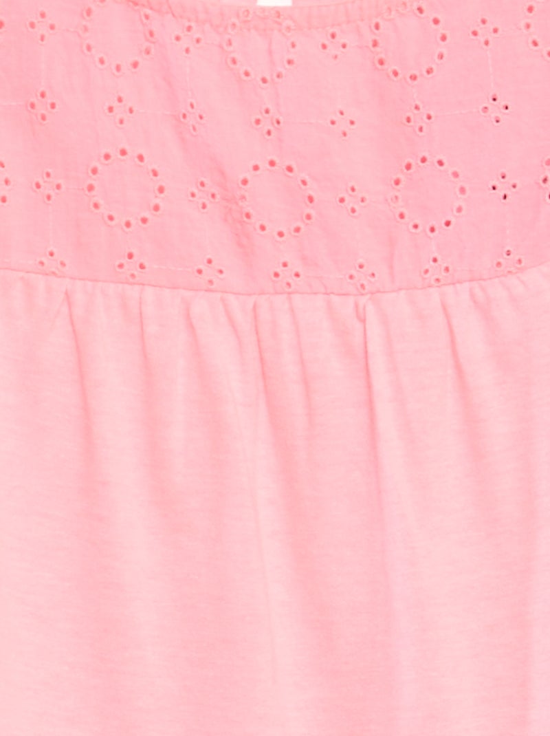 T-shirt em bordado inglês ROSA - Kiabi