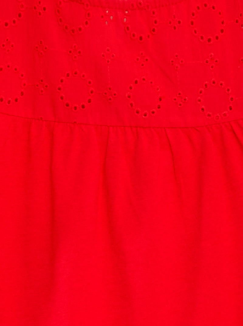 T-shirt em bordado inglês VERMELHO - Kiabi