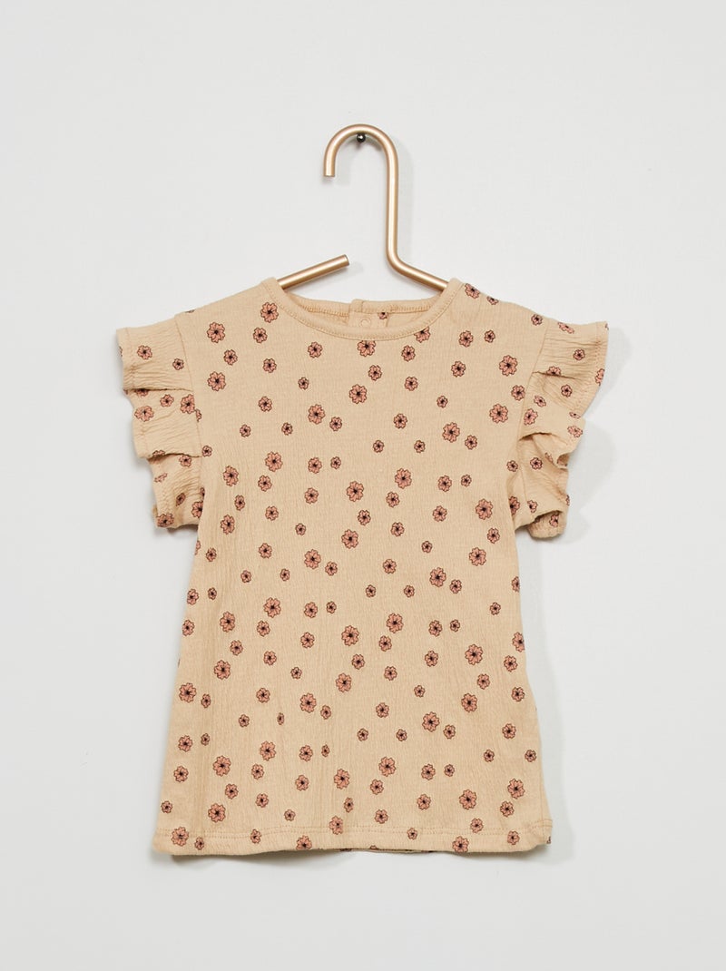 T-shirt em gaze de algodão BEGE - Kiabi