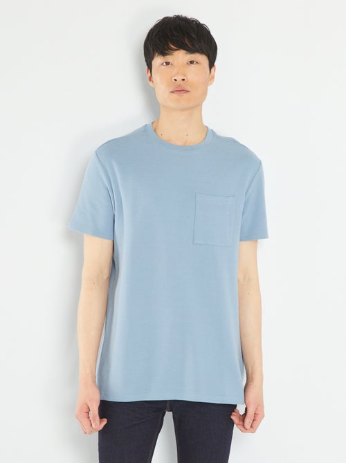 T-shirt em jacquard lisa às riscas - Kiabi