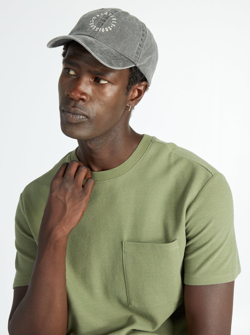 T-shirt em jacquard lisa às riscas VERDE - Kiabi