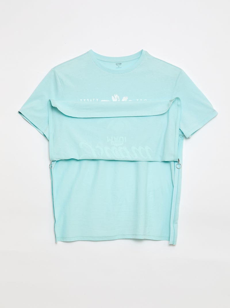 T-shirt em jersey - Fácil de Vestir Azul - Kiabi