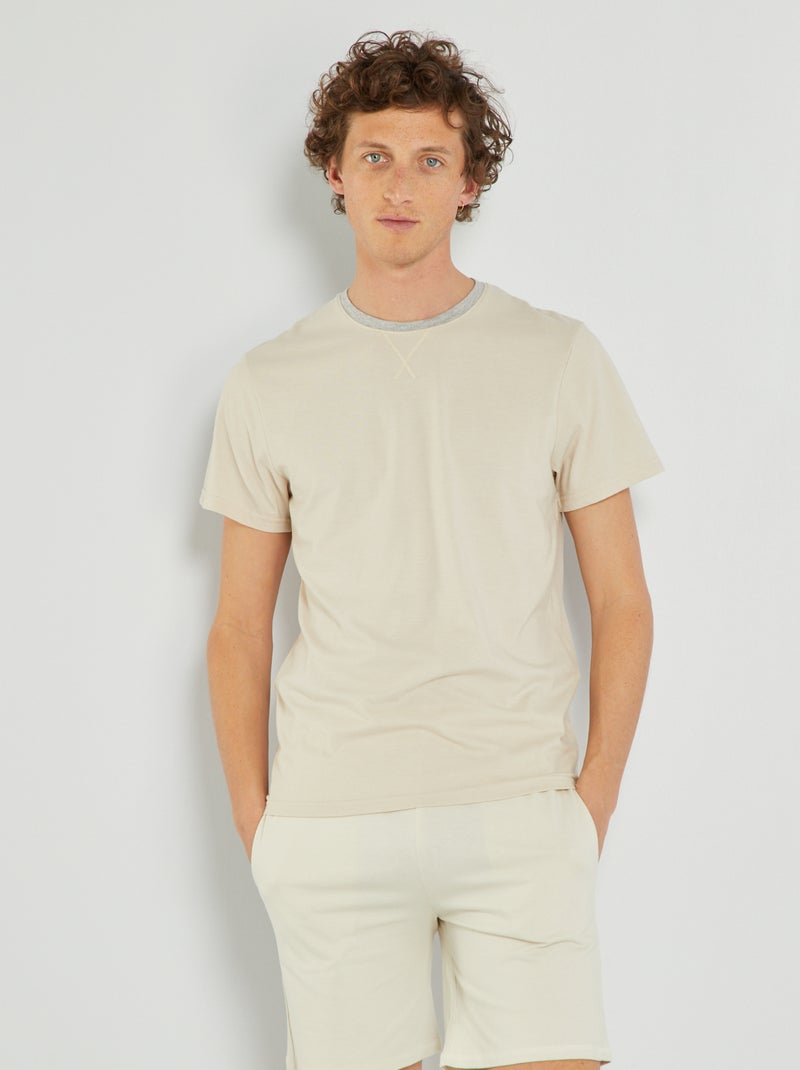 T-shirt em jersey - Pijama bege - Kiabi
