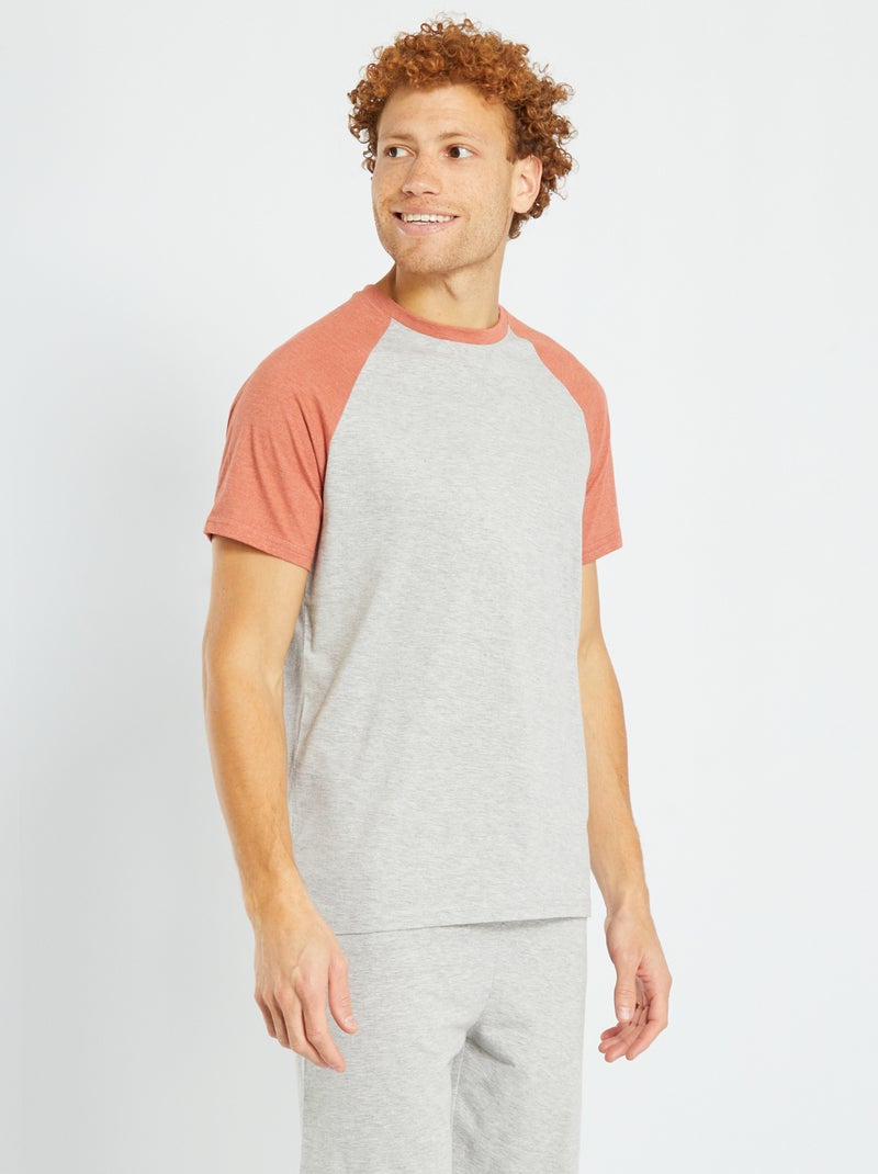T-shirt em jersey - Pijama Cinza / Laranja - Kiabi