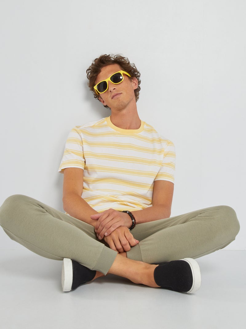 T-shirt em jersey às riscas AMARELO - Kiabi