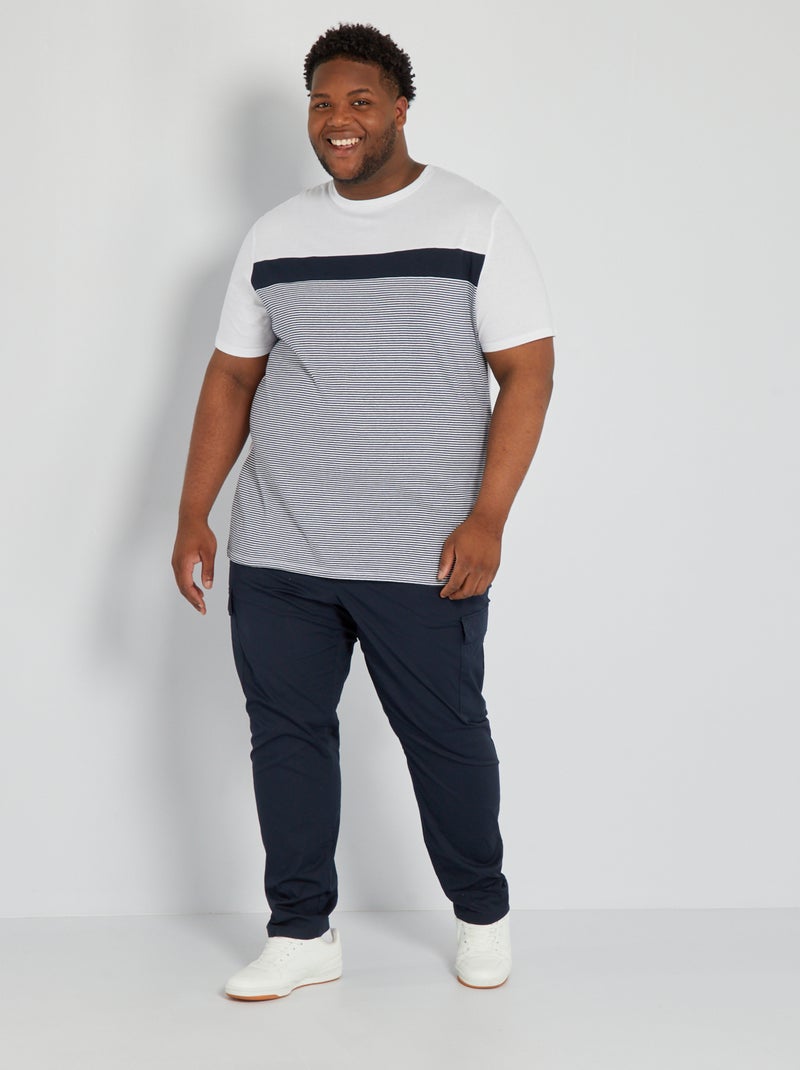 T-shirt em jersey às riscas Branco - Kiabi