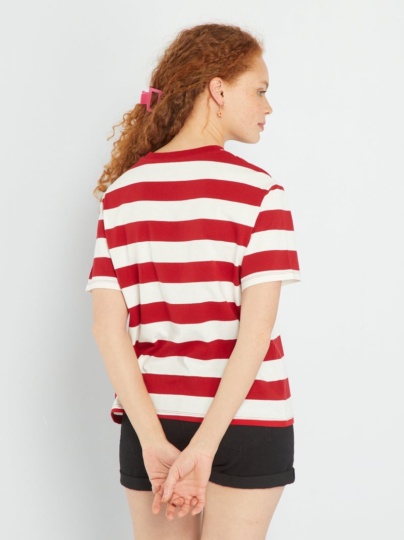 T-shirt em jersey às riscas VERMELHO - Kiabi