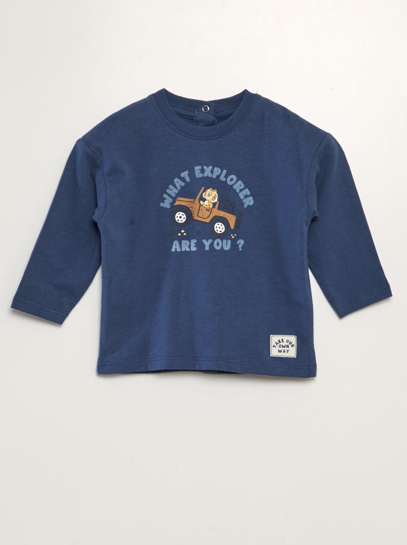 T-shirt em jersey AZUL - Kiabi