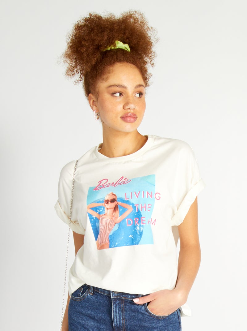 T-shirt em jersey 'Barbie' Branco - Kiabi