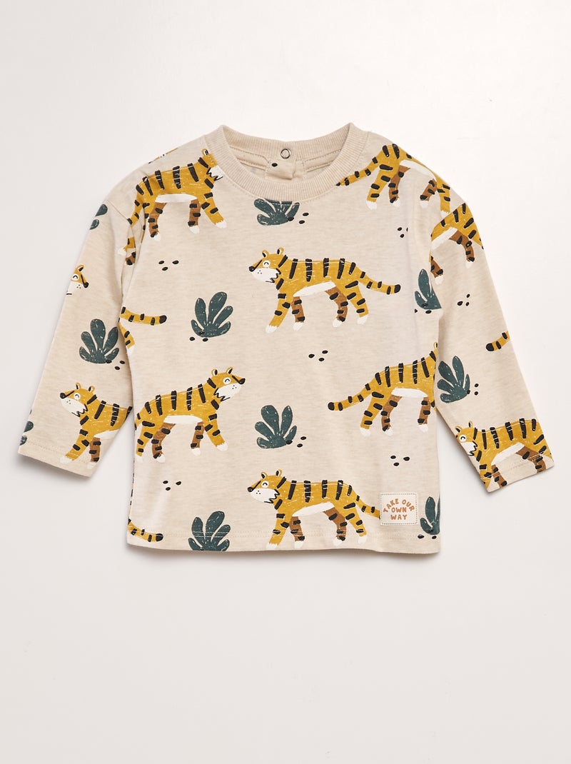 T-shirt em jersey BEGE - Kiabi